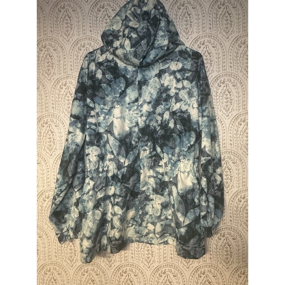 LuLaRoe Jackie Jacket Women's Size Large‎ Watercolor Blue Zip Up Hood Pockets - Picture 2 of 6